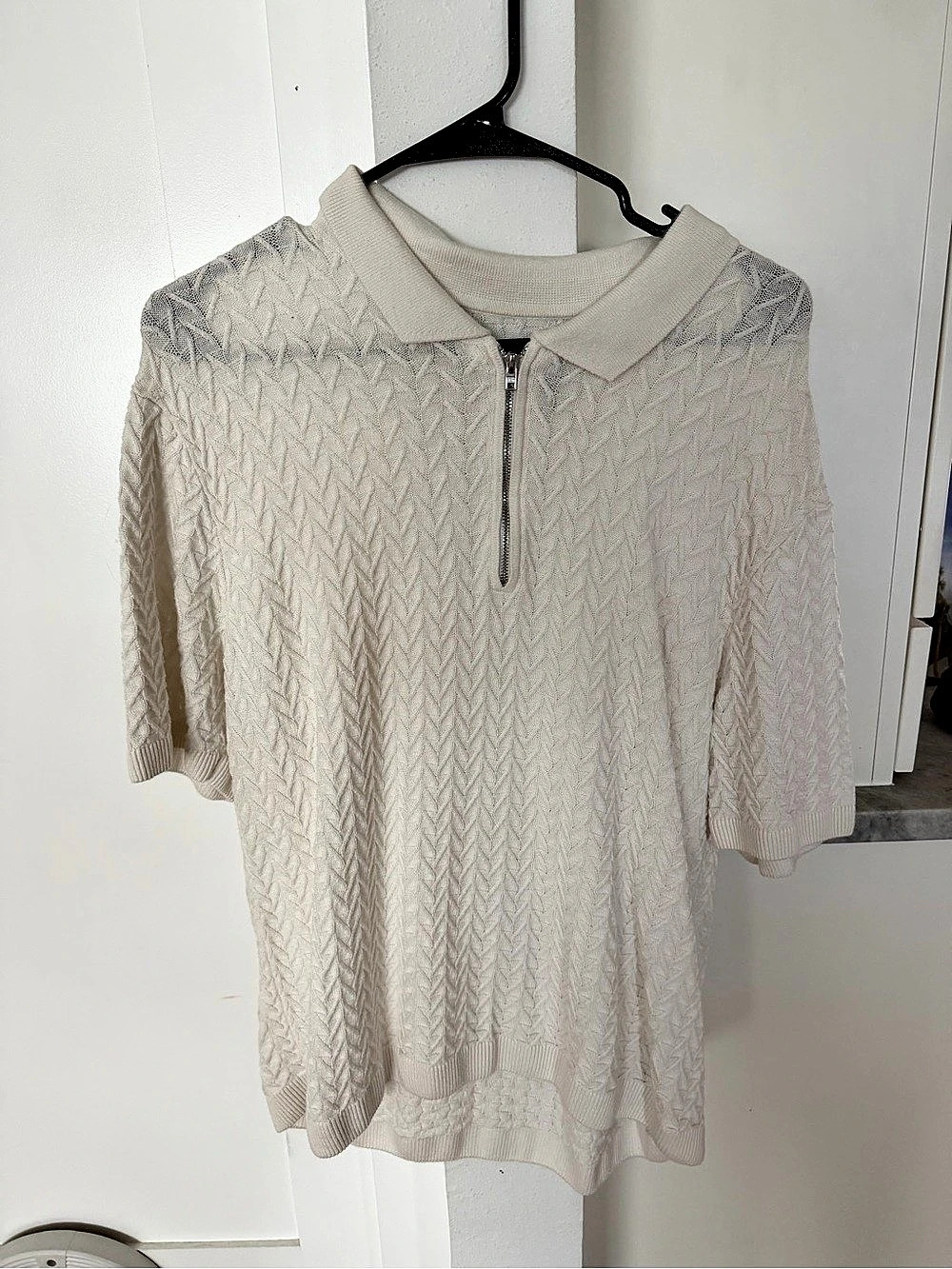 Abercrombie & Fitch Cream Half-Zip Sweater Size Medium